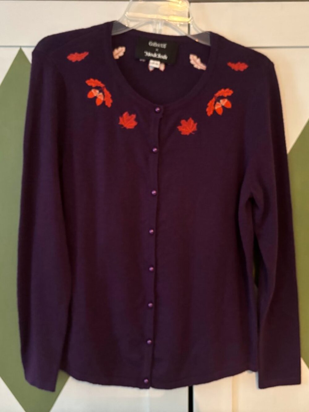 ModCloth x Collectif Purple/Orange Fall-Themed Cardigan